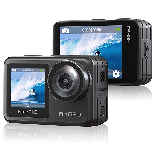 AKASO Action cam 4K /30fps /Action Kamera 20MP Unterwasserkamera IPX7 wasserdicht EIS 2.0 Kamera Touchscreen Doppelbildschirm Sportkamera 40M WiFi Brave 7 LE