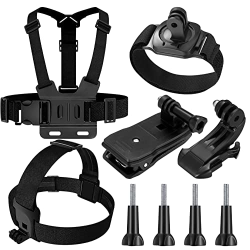 Kompatibel mit Gopro 9 in 1 Action Kamera Brustgurt Halterung Kit, Einstellbarer Action Kamera Cam Zubehör, Kopfgurt Handschlaufe Rucksackhalter Kompatibel mit Gopro Hero 9 8 7 6 5 SJCAM Insta360