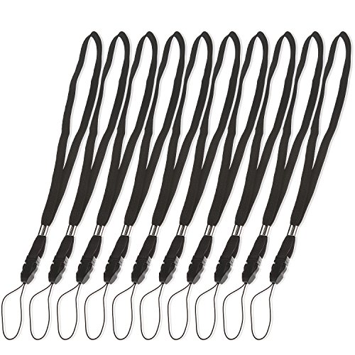 POPPSTAR 10x Handgelenk Trageband schwarz, Handschlaufe für Kamera, Digitalkamera, Handy, Smartphone, Handyhülle, Flip Case, USB Stick, MP3 Player, ActionCam uvm.