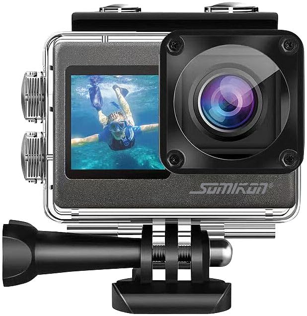 Somikon Unterwasser Kamera: 6K-Actioncam mit 2 Farbdisplays, WLAN, Bildstabilisierung, Sony-Sensor (Action Kamera, Outdoor-Sportkamera, Fahrrad)