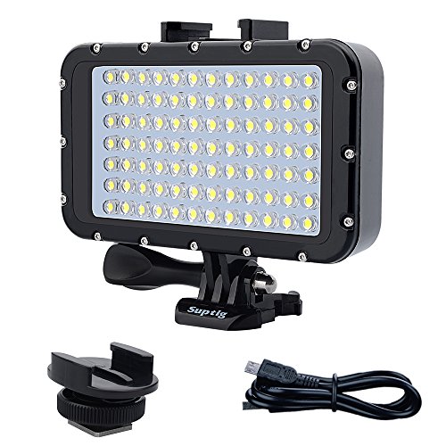 Suptig Videolicht, wasserdichte Lampe, Tauchlicht, 84 LEDs, wasserdicht, 50 m, kompatibel mit Spiegelreflexkameras Gopro Canon, Nikon, Pentax, Panasonic, Sony, Samsung