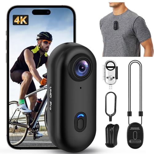 Lottsall Mini Action Cam - 4K 64GB Kamera mit Wasserdicht 30m, Freihand-POVs, APP-Videoclip, Magnetisch, 120° Weitwinkel, 150 min Akku, Kleine Kamera für Vlogs, Reisen, Outdoor, Helmkamera