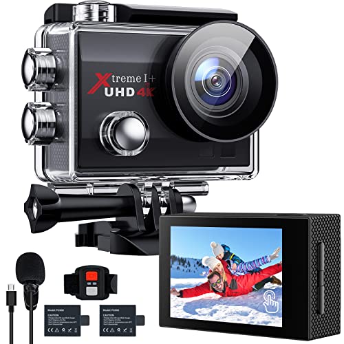 Action Cam 4K 20MP, WLAN Unterwasserkamera Schnorcheln mit EIS, Dual Mikrofon Fernbedienung 170°Weitwinkel Wasserdicht Kamera mit Montagezubehör Kit