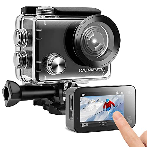 Action Cam 4K 60fps 20MP Touchscreen EIS Anti-Shake Actionkamera WiFi Unterwasserkamera 30M Wasserdicht, mit 2 x 1350-mAh-Batterien und Zubehör Kit von ICONNTECHS IT