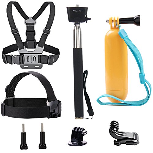 TEKCAM Action Kamera Zubehör Set, Brustgurt Halterung Kopfgurt Selfie Stick Einbeinstativ Schwimmender Griff Kompatibel mit Gopro Hero 13 12 11 10 9 8 AKASO DJI Osmo Surfola Apeman SJCAM