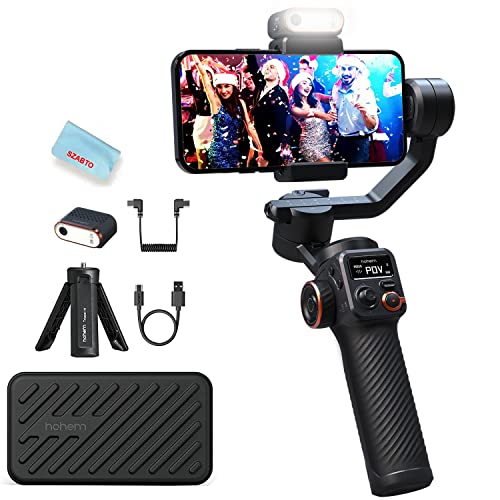 Hohem iSteady M6 Kit Smartphone Gimbal Stabilisator 3-Achsen mit Magnetischer AI-Tracker Fill Light für iPhone Android mit 0,91 Zoll OLED-Display Max. Traglast 400g