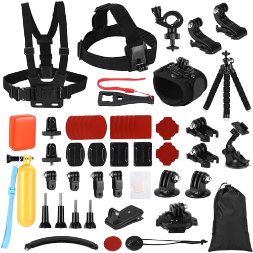 Vuxava 61-in-1 Action Cam Zubehör Set – Kompatibel mit GoPro Hero 12/11/10/9/8, DJI Osmo, AKASO EK7000,APEMAN,SJCAM,Cooau, Insta360, Xiaomi Yi– Umfangreiches Zubehör für Actionkameras mit Tragetasche.