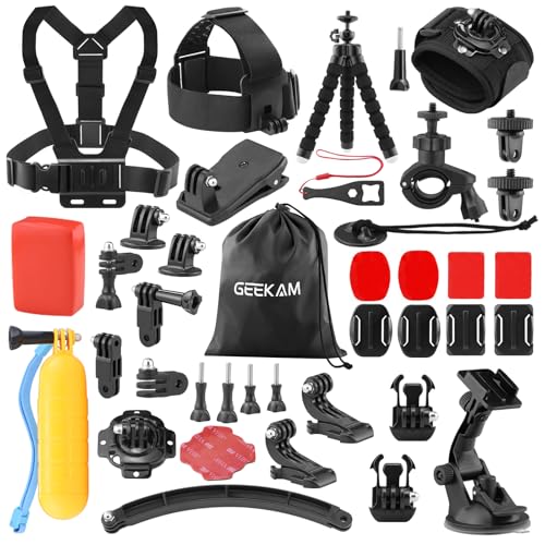 GeeKam 38 in 1 Action Kamera Zubehör Kit, Kompatibel mit GoPro Hero, DJI Osmo, AKASO EK7000, Campark, Crosstour, APEMAN, COOAU, Apexcam, SJCAM und mehr