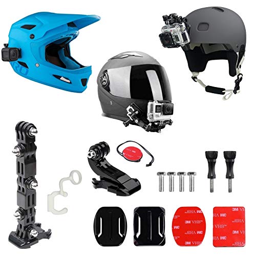 micros2u Gopro Helm- Halterungsset vorne + Seite, inkl. J-Haken-Schnalle, Schnellverschluß, 3M Klebepads. Kompatibel mit Gopro Hero 9, 8, 7, 6, 5, 4, 3, 2, Session. Geeignet für andere Actionkameras.*