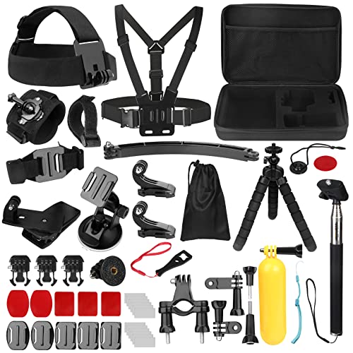 Action-Kameras Zubehörset, Bonvvie 50-in-1-Sportkamera-Zubehörset Kompatibel mit Hero 13 12 11 10 9 8 Black, Max/Fusion, Insta360, Osmo Action, SJ6000 SJ5000, Campark, SJCAM, REMALI