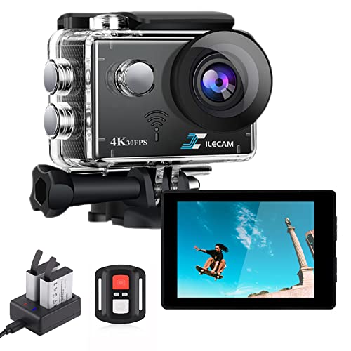 Xile Action Cam 4K20Mp WiFi und 2.4G-Fernbedienung 131FT Unterwasserkamera Mit 2 * 1350mAh Akku und Multifunktionale Accessoires